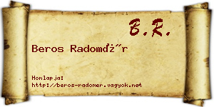 Beros Radomér névjegykártya
