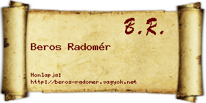 Beros Radomér névjegykártya